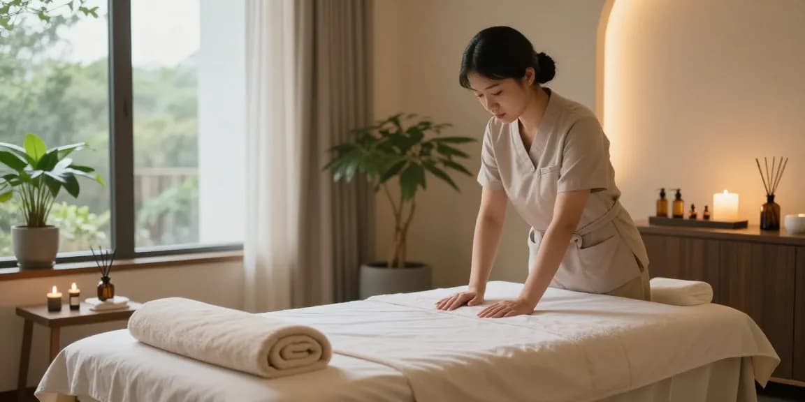 Relaxing 하남출장마사지 session in a tranquil wellness studio with soft lighting and aromatic atmosphere.