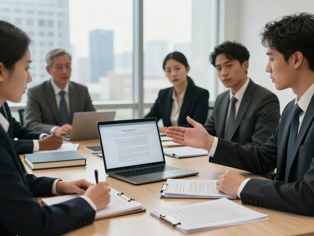 Cheque bounce lawyer Dubai discussing case in modern legal office
