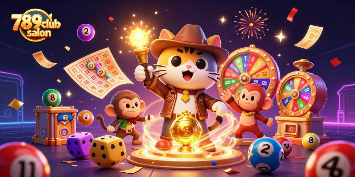 Experience thrilling gaming with 789club salon's vibrant casino adventure led by a cartoon archaeologist cat.