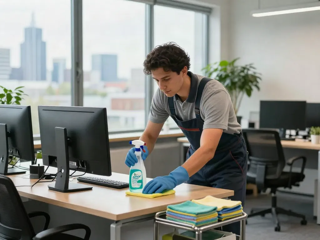 Tiefenreinigung Bochum in einem modernen Büro mit professionellen Reinigungsmitteln.
