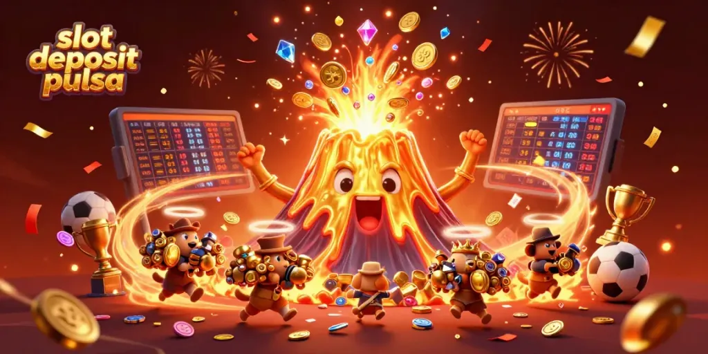 Join the thrilling atmosphere of slot deposit pulsa with vibrant game elements and festive celebrations.