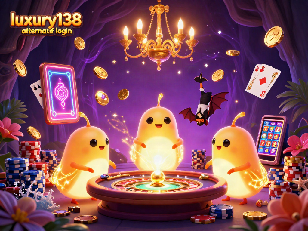 Gambarlah aksi kasino dengan candy cacing bioluminescent di bawah cahaya, dan luxury138 alternatif login