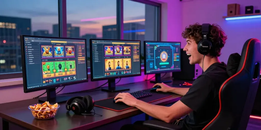 Proplay88 online gaming setup with a player engaged in live slots