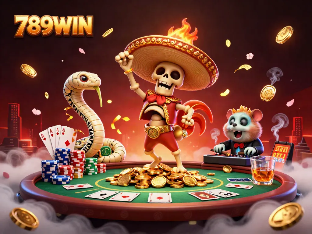 Experience exhilarating wins with 789WIN, featuring vibrant casino elements and dynamic characters.