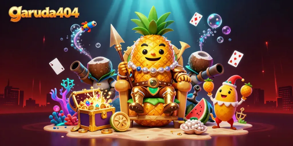 garuda404 elevates online gaming excitement with vibrant casino-themed digital illustration