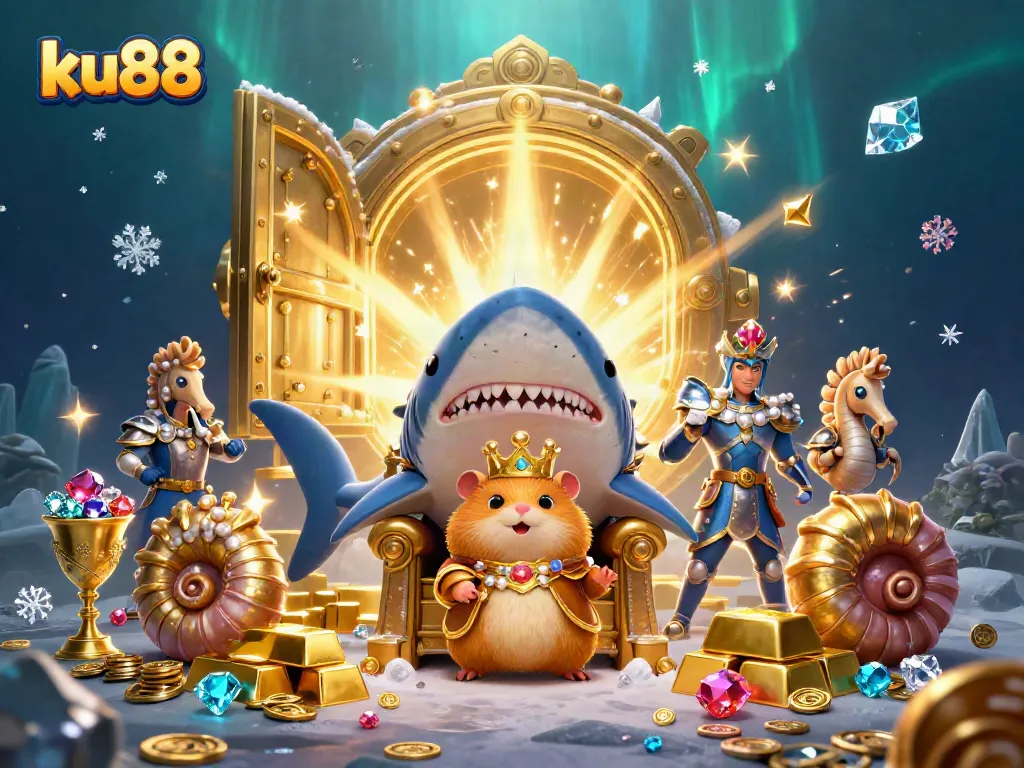 Experience thrilling jackpots with ku88 in a vibrant underwater casino adventure amidst treasures.