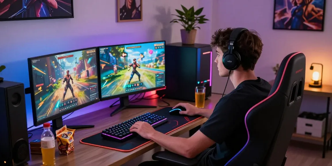 Pengalaman bermain game mewah luxury111 dengan pencahayaan RGB dan alat gaming modern.