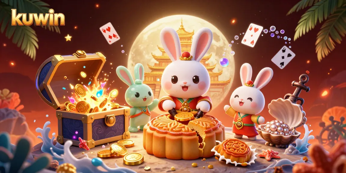 kuwin captivates players with a vibrant 3D casino scene filled with gaming treasures and enchanting characters.