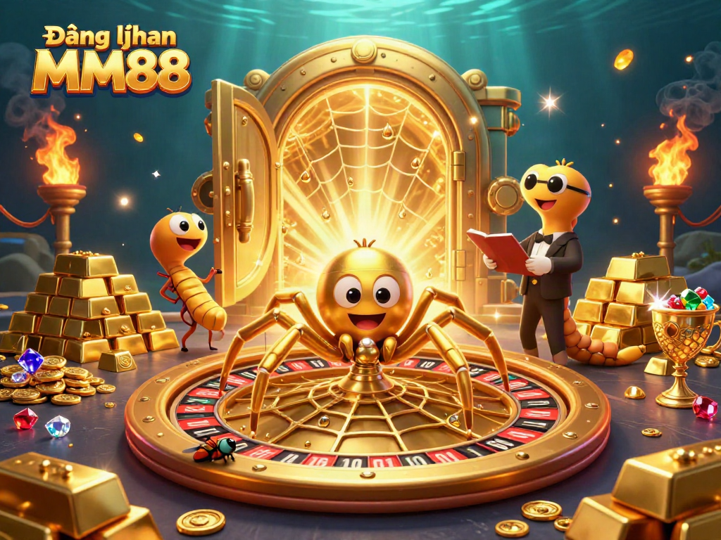 Engage in Đăng nhập MM88 with a vibrant 3D casino-themed illustration showcasing excitement and rich rewards.