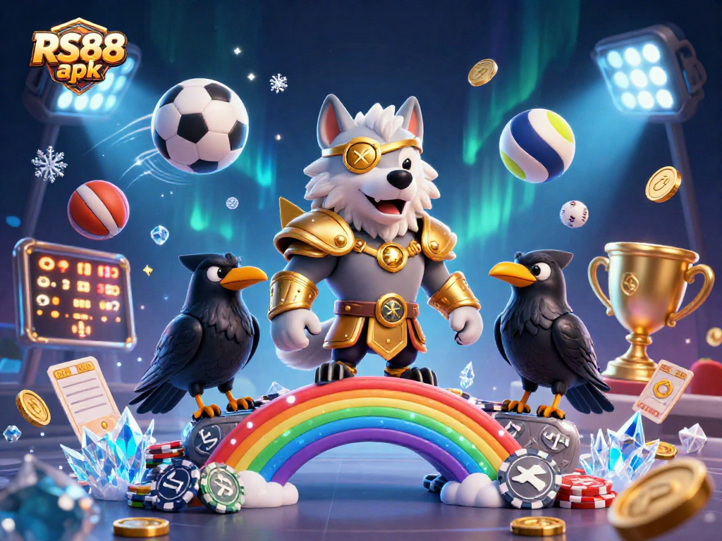 Experience the excitement of RS88 apk with dynamic games and vibrant atmospheres in this 3D illustration.