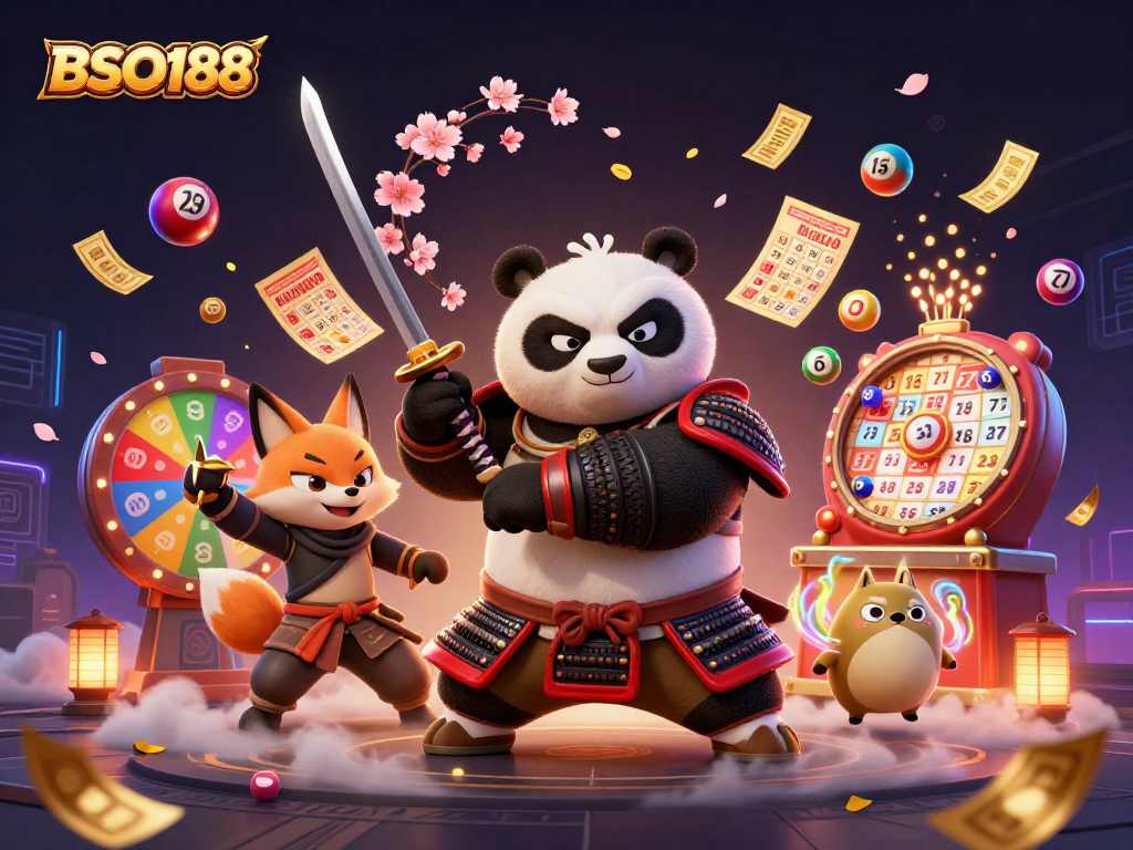 Engage with BSO188 through a vibrant 3D illustration showcasing dynamic casino elements.