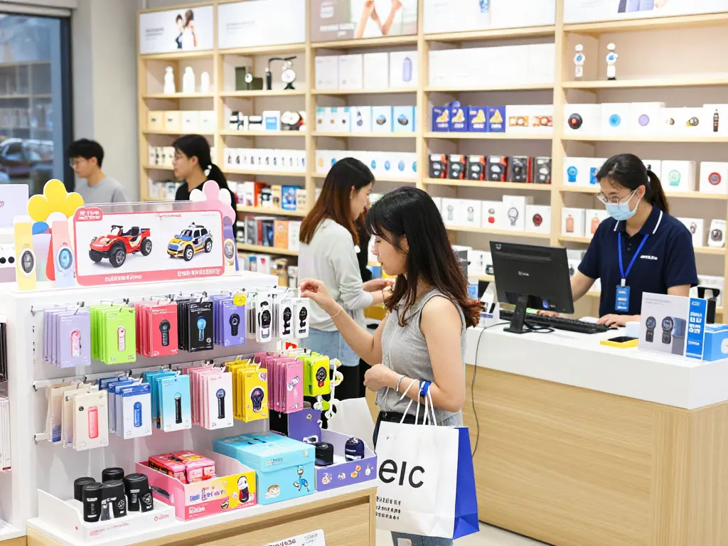Engaging shopping experience at sanumstore featuring colorful product displays and customer assistance.