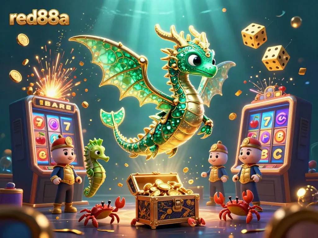 Experience the thrilling entertainment at red88a with a fabulous underwater casino adventure illustration.