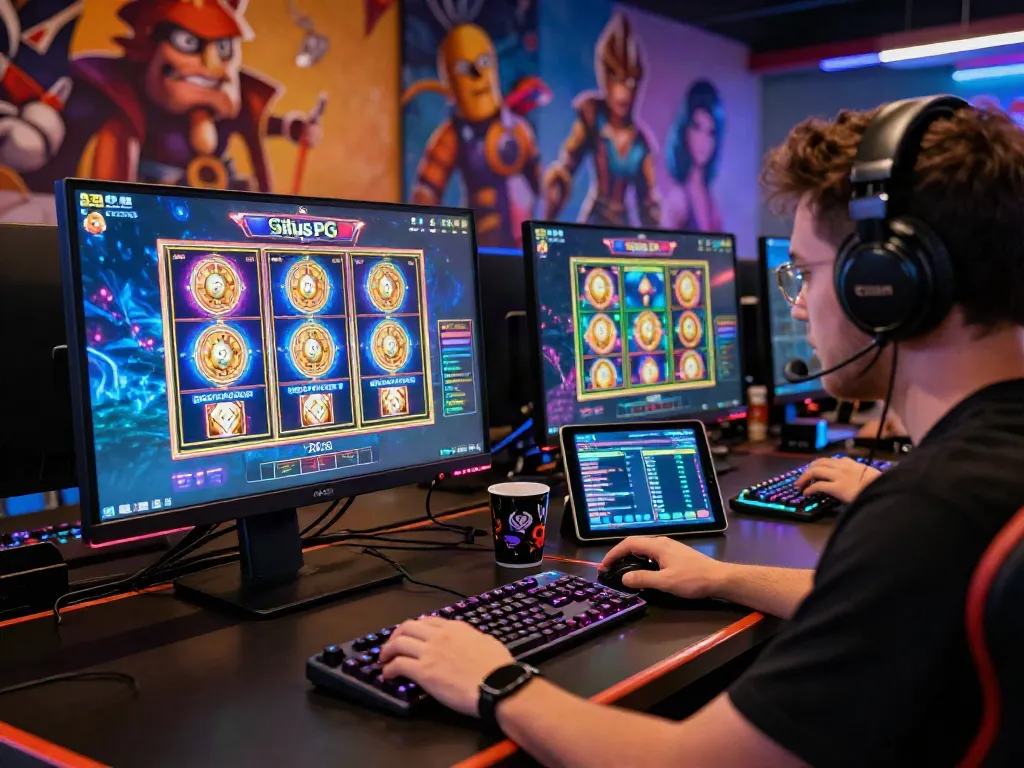 Permainan menarik di Situs PG dengan pemain terlibat dalam pengalaman kasino virtual yang berwarna-warni.