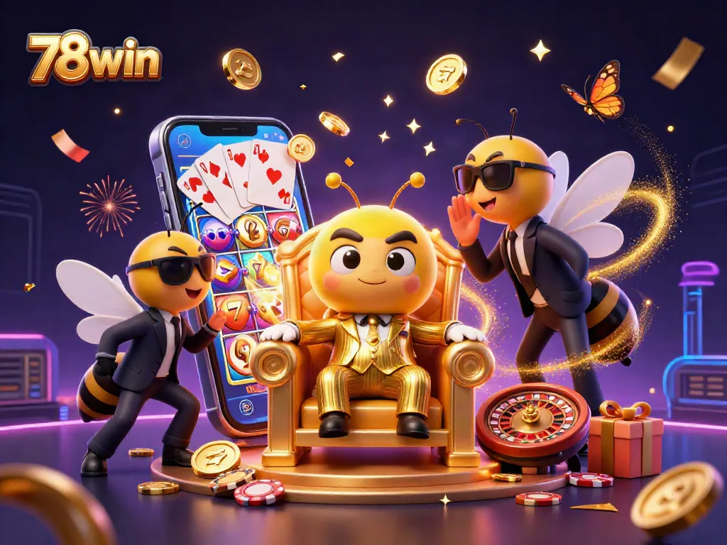 Engage in exciting gameplay at 78win with vibrant slots and animated casino elements.