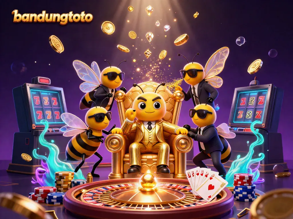 Engage with bandungtoto's vibrant gaming scene featuring a bumblebee mob boss and dazzling casino elements.