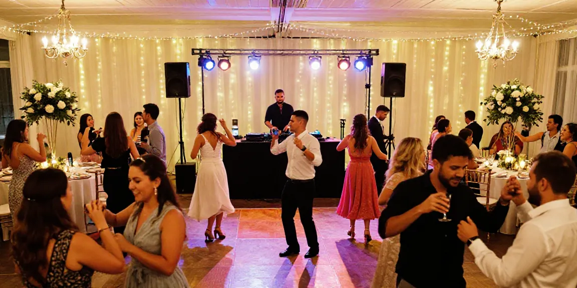 Celebratory wedding DJ at a vibrant reception in Berlin Brandenburg