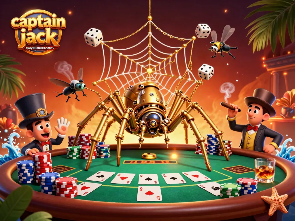 Catch exciting captain jack no deposit bonus codes with a steampunk spider and poker elements in this dynamic casino scene