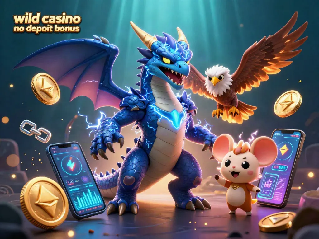 Unlock the wild casino no deposit bonus with this vibrant and energetic 3D casino scene.