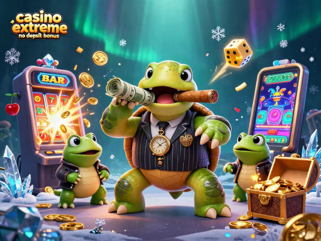 Experience thrilling wins with the casino extreme no deposit bonus in this energetic 3D casino scene.