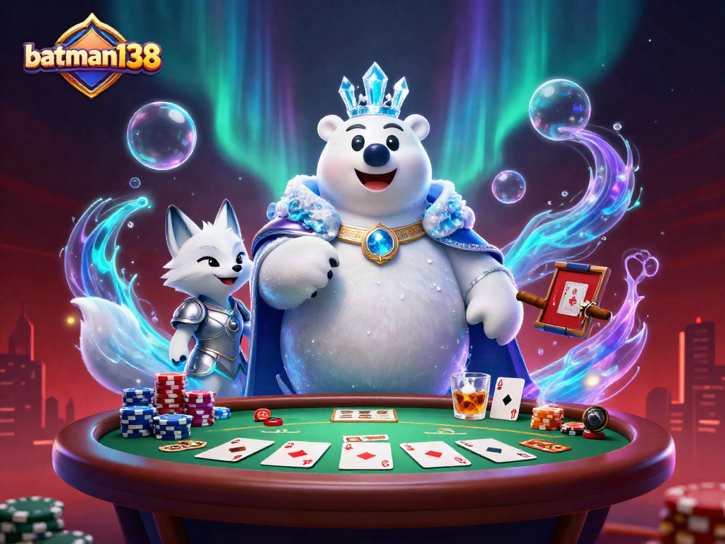 Engage with batman138 at a vibrant poker table showcasing 3D cartoon characters and casino elements.
