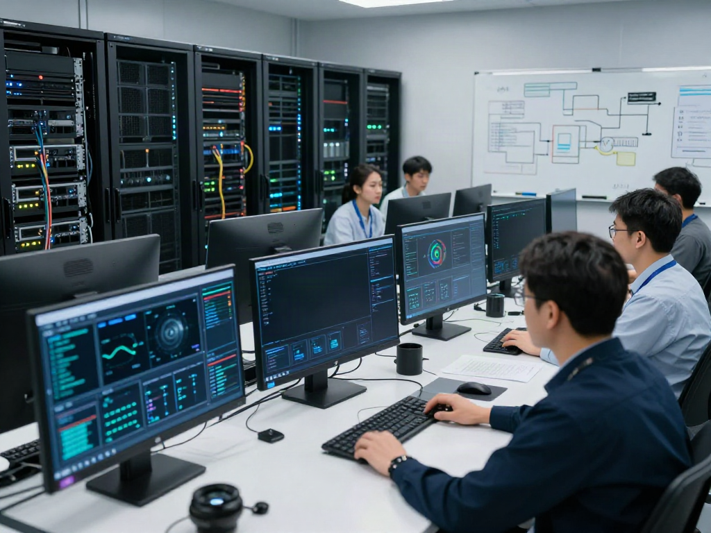 Engineers in a high-tech AI infrastructure center analyzing what are AI tokens for GPU performance.