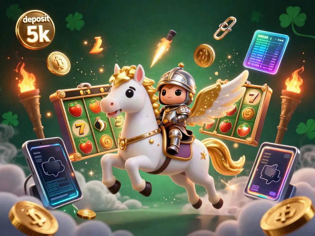 Experience the excitement of deposit 5k slots with a dynamic 3D scene of characters amidst gaming symbols.